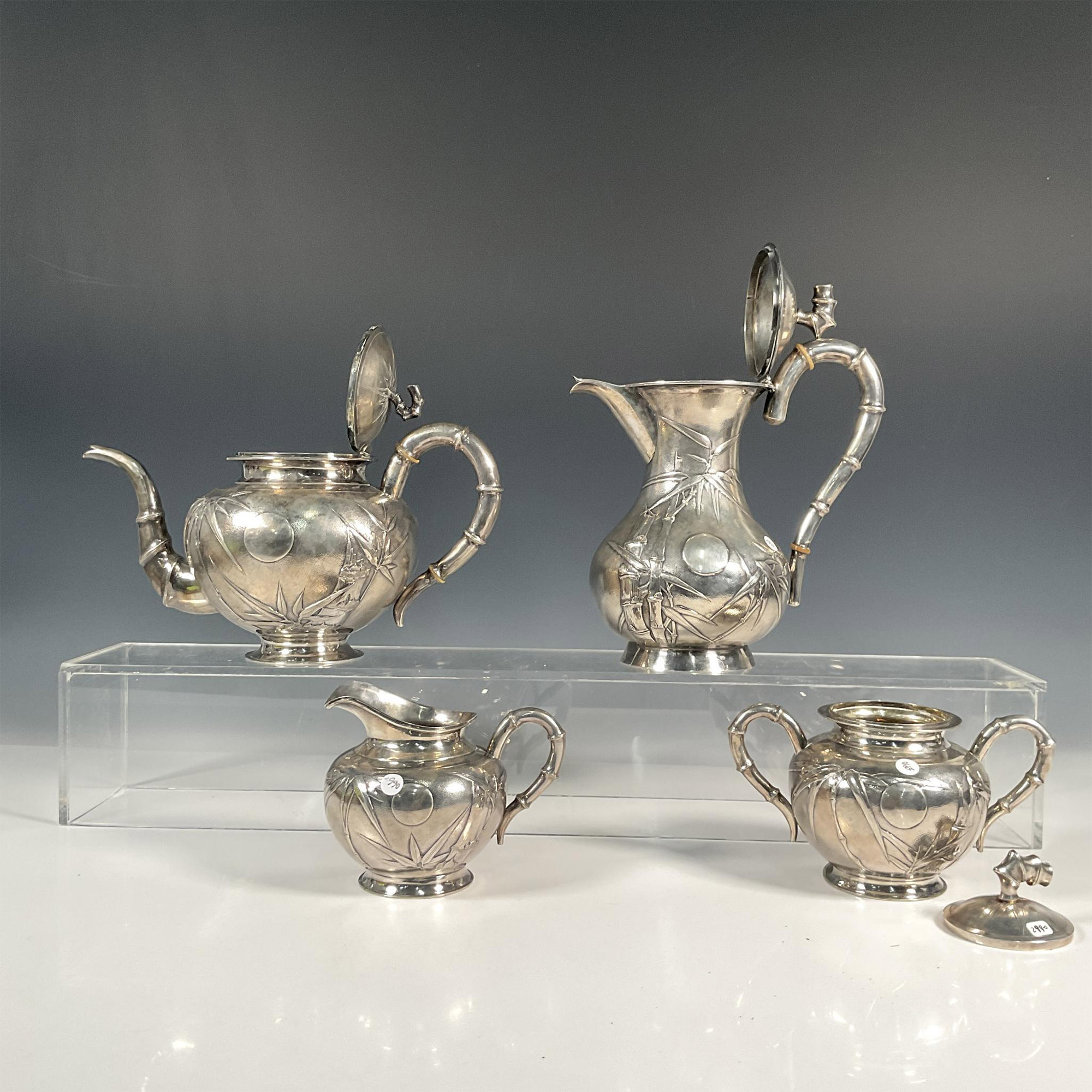 4pc Chinese Export Silver Tea and Coffee Service Set - Image 3 of 8