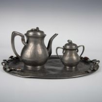 3pc Antique Chinese Pewter Tea Set