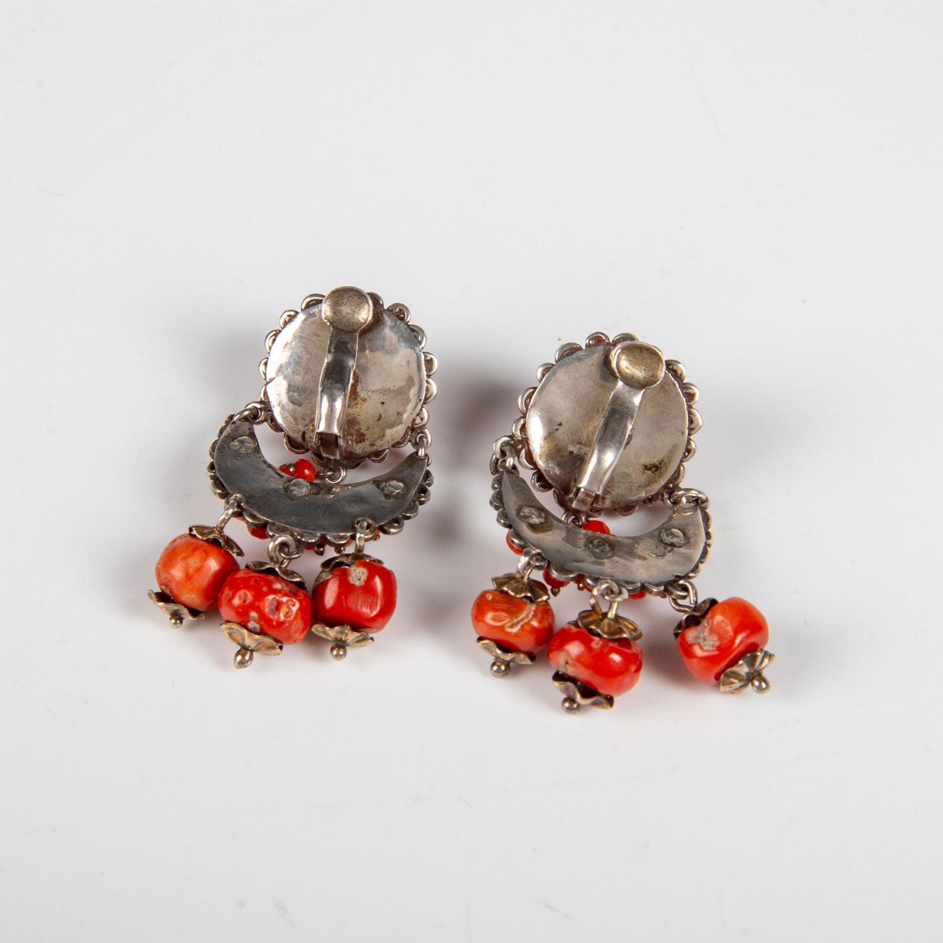 Pair of Silver and Chinese Coral Earrings - Image 5 of 6