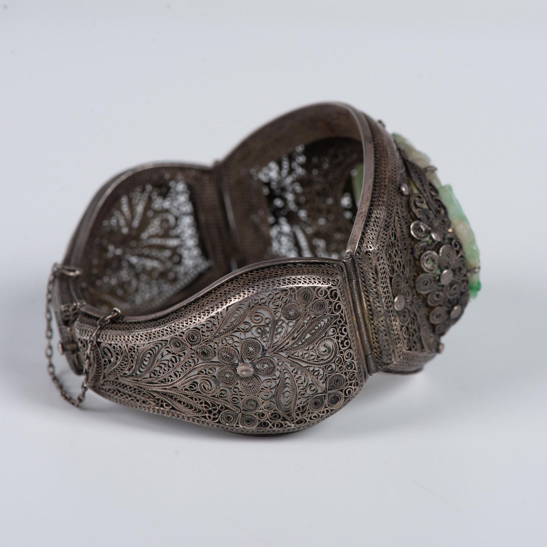 Vintage Chinese Silver Jadeite Bracelet - Image 4 of 6