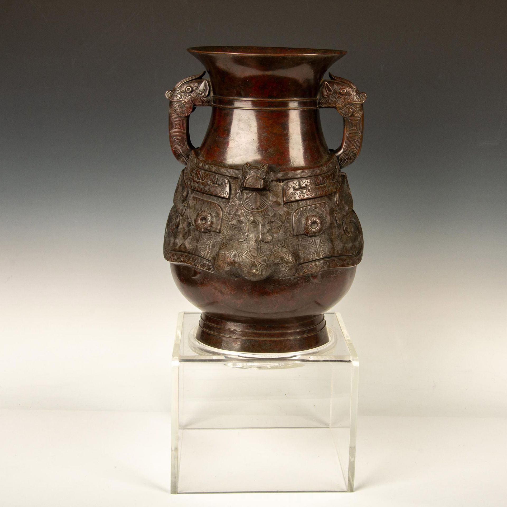 Antique Chinese Qing Dynasty Bronze Amphora Vase - Bild 4 aus 6