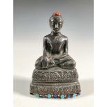 Tibetan Silver Repousse Buddha Figure