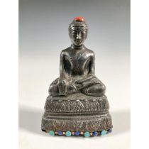 Tibetan Silver Repousse Buddha Figure