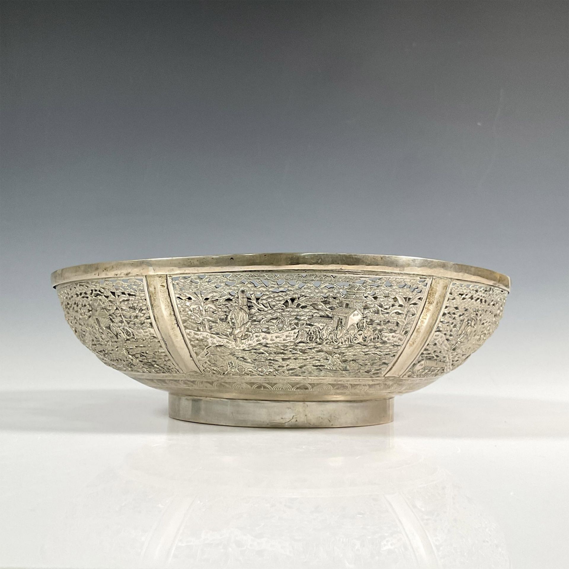 Asian Silver Decorative Pierced Bowl - Image 4 of 6