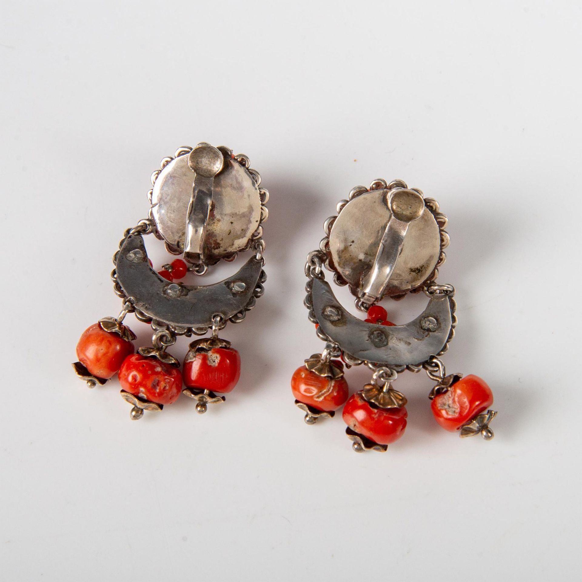 Pair of Silver and Chinese Coral Earrings - Image 6 of 6