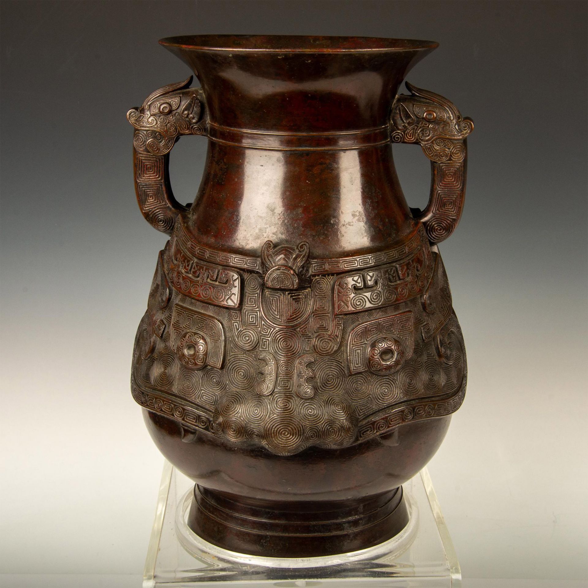 Antique Chinese Qing Dynasty Bronze Amphora Vase - Bild 3 aus 6