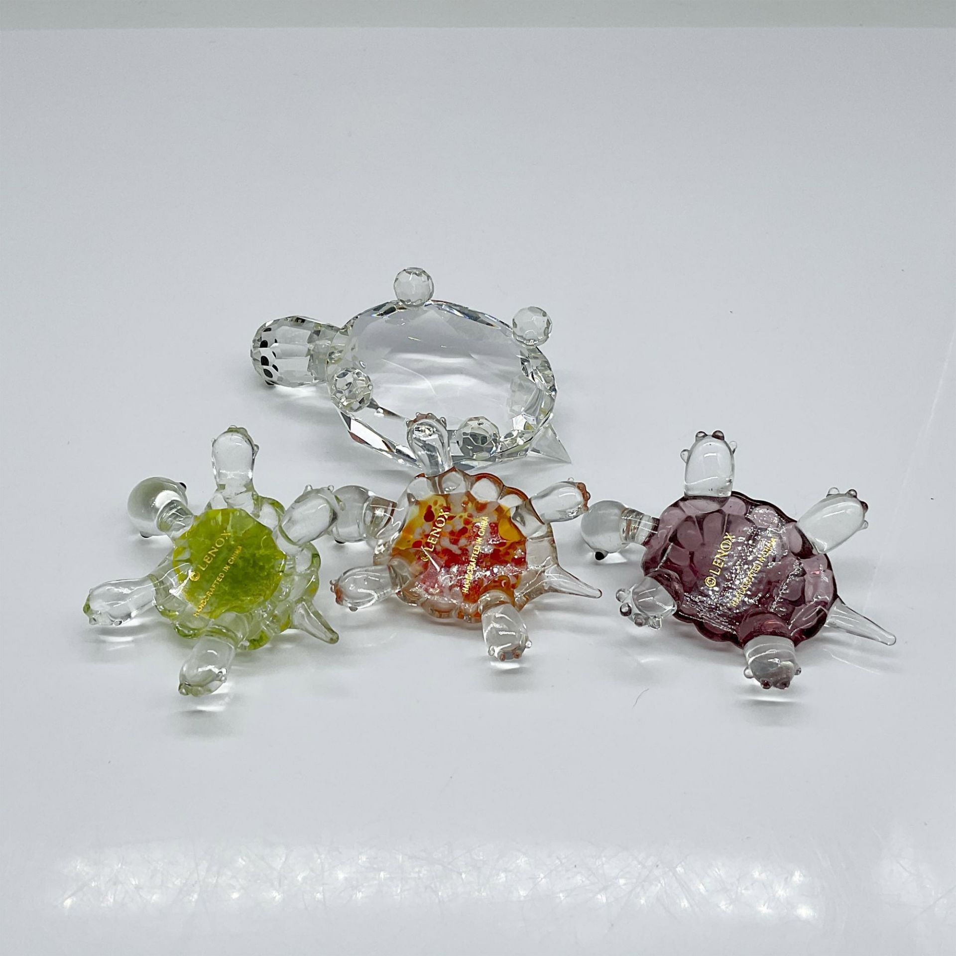 4pc Glass Turtle Grouping, Lenox and Crystal - Image 3 of 4