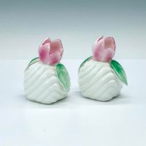 Pair of Pia Bone China Salt & Pepper Shakers, Pink Tulips