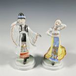 2pc Herend Porcelain Female and Male Folk Dancer Figurines