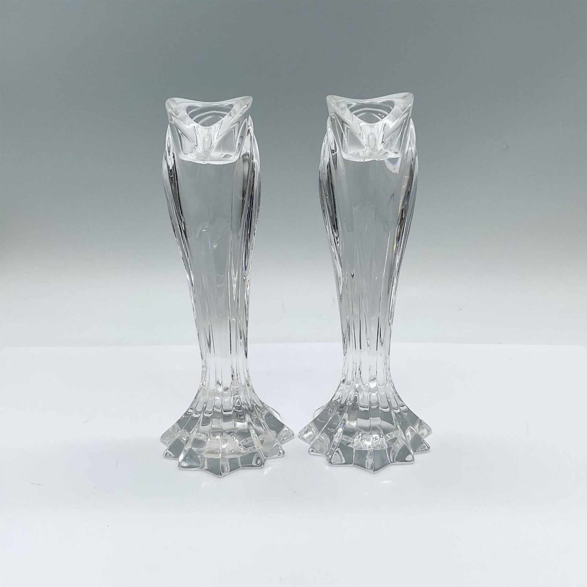 Pair of Lenox Glass Candlestick Holders, Artic Bloom