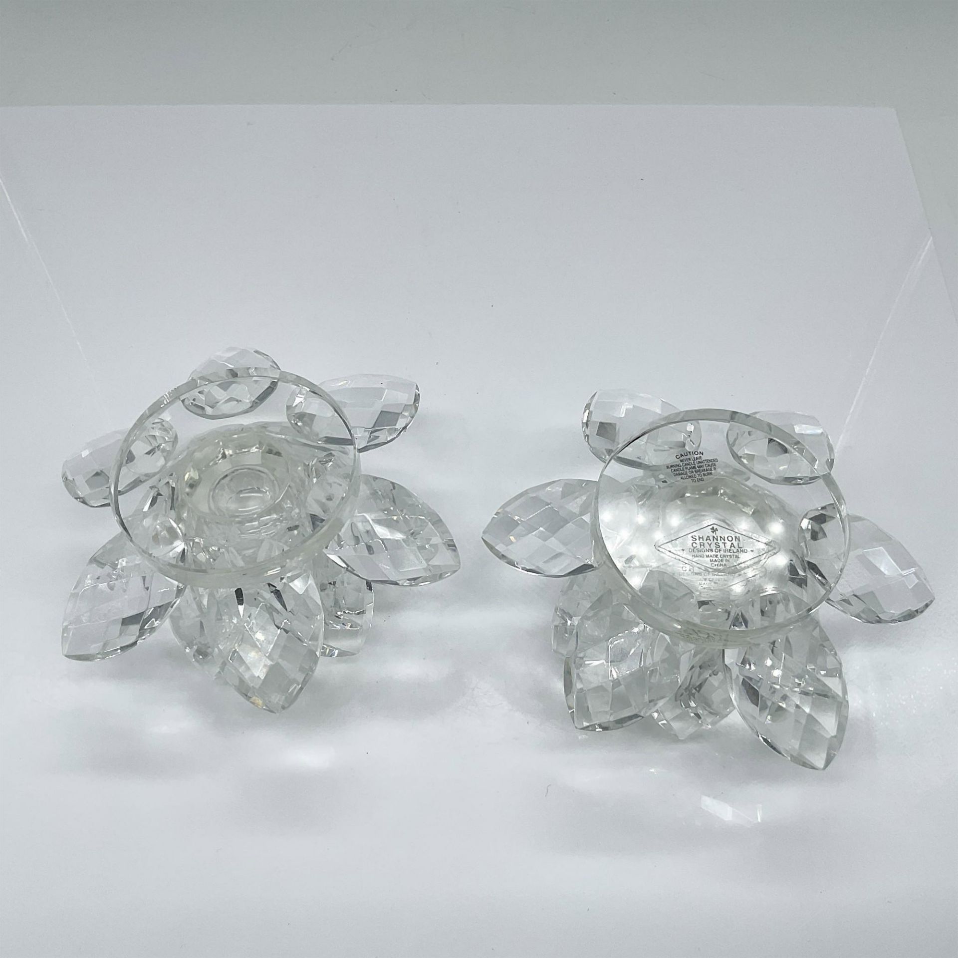 2pc Crystal Lotus Flower Candle Holders - Image 3 of 3