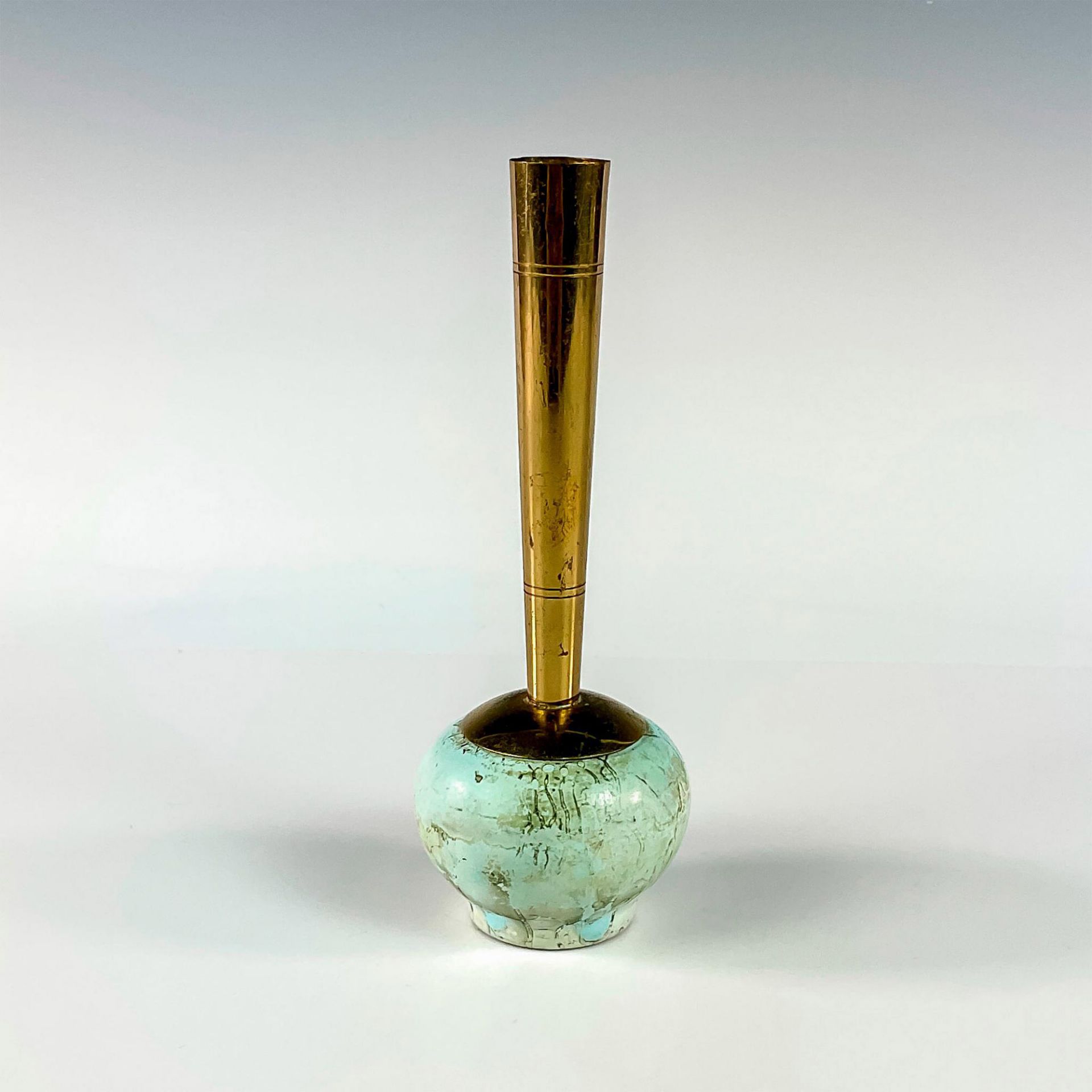 Unusual Delft Mid-Century Modern Lustre Glaze Bud Vase - Image 2 of 3