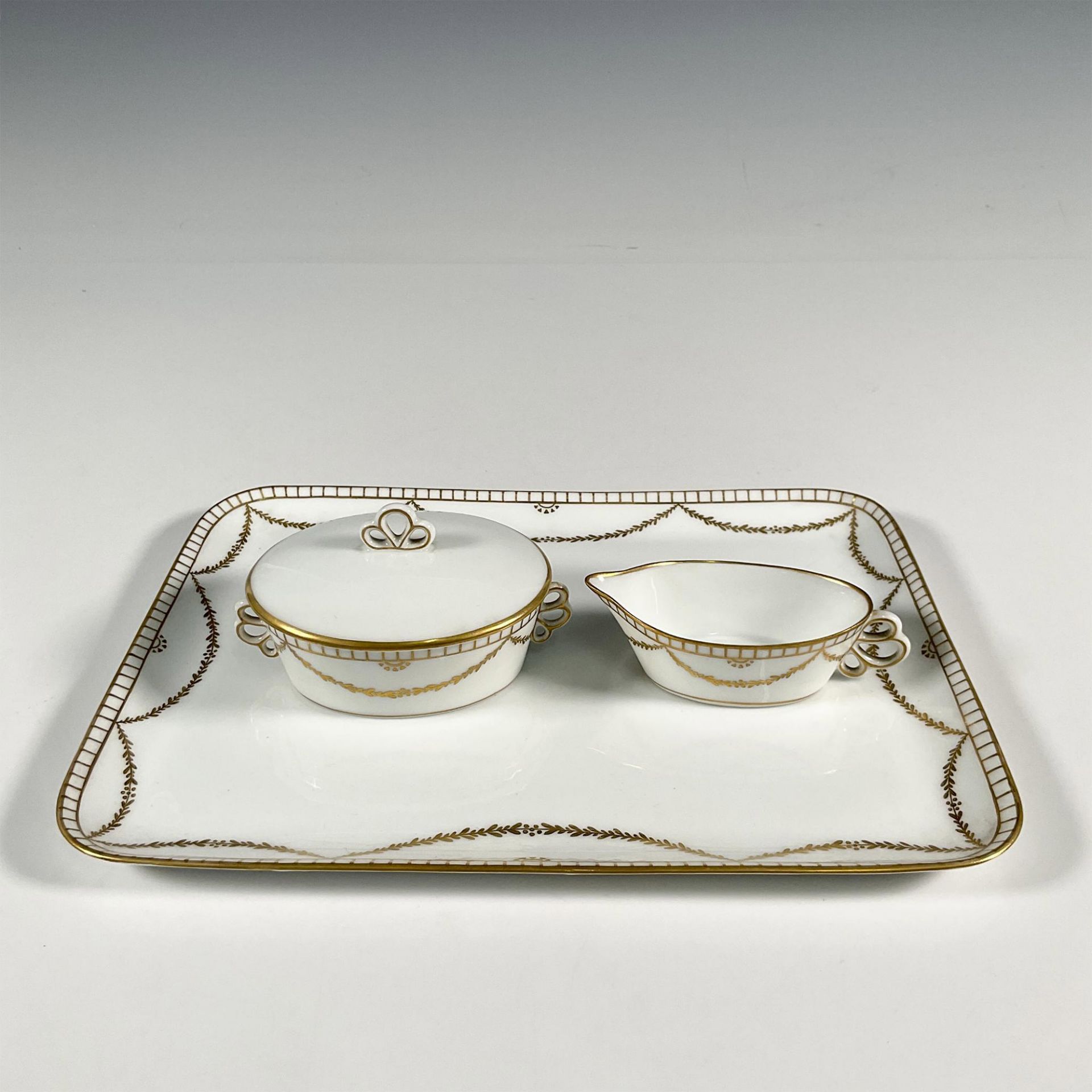 3pc Royal Copenhagen Porcelain Dessert Tray w/Serving Pieces