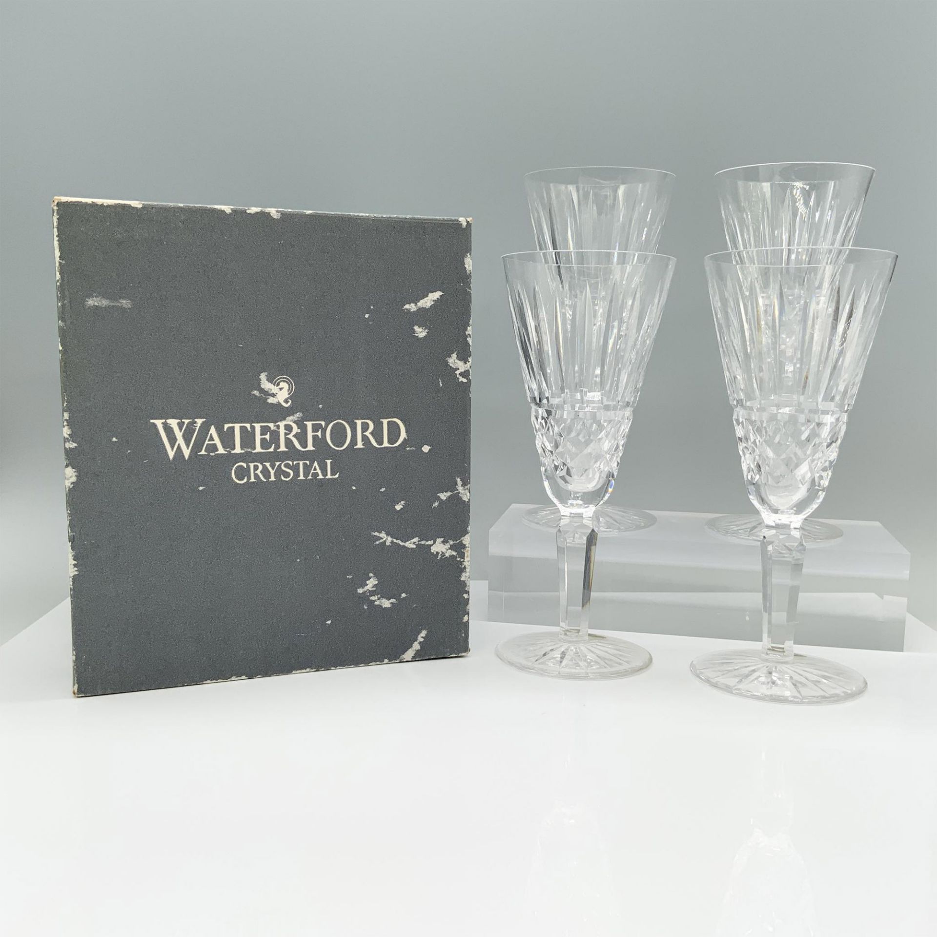 4pc Waterford Crystal Flute Champagne Glasses, Maeve - Image 4 of 4