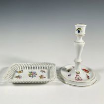 2pc Herend Porcelain Tray and Candlestick Holder