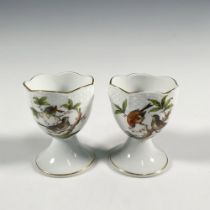 Pair of Herend Porcelain Egg Cups with Bird Motif
