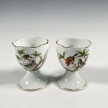 Pair of Herend Porcelain Egg Cups with Bird Motif