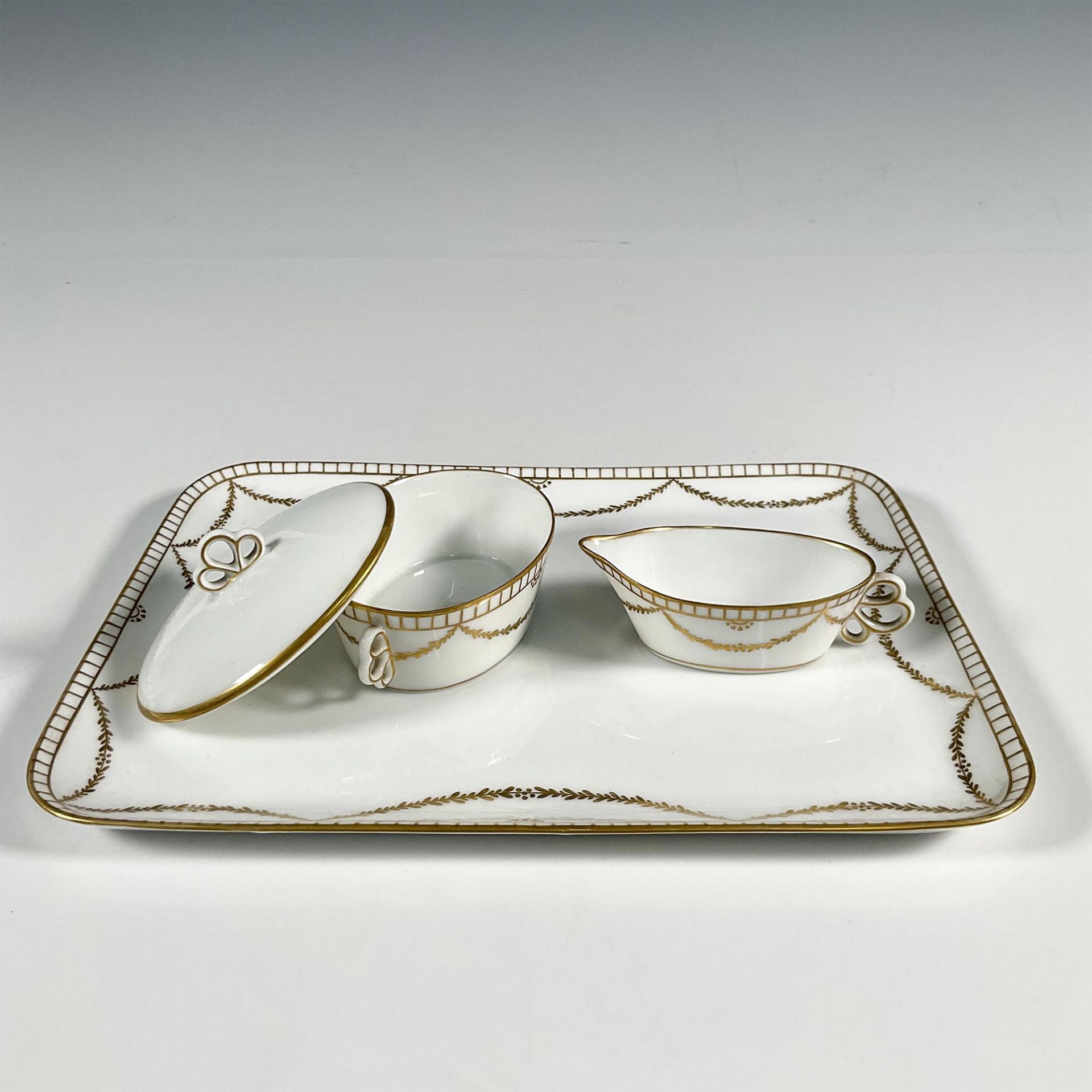 3pc Royal Copenhagen Porcelain Dessert Tray w/Serving Pieces - Image 2 of 3