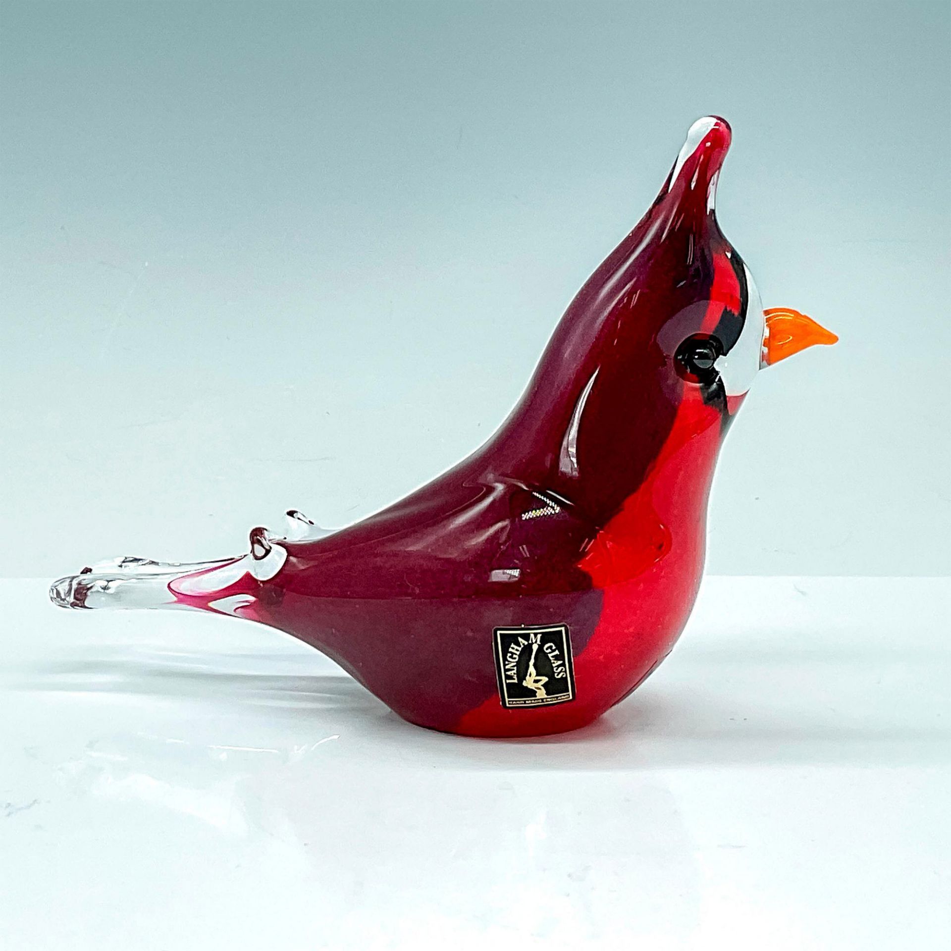 Langham Art Glass Bird Figurine, Red Cardinal