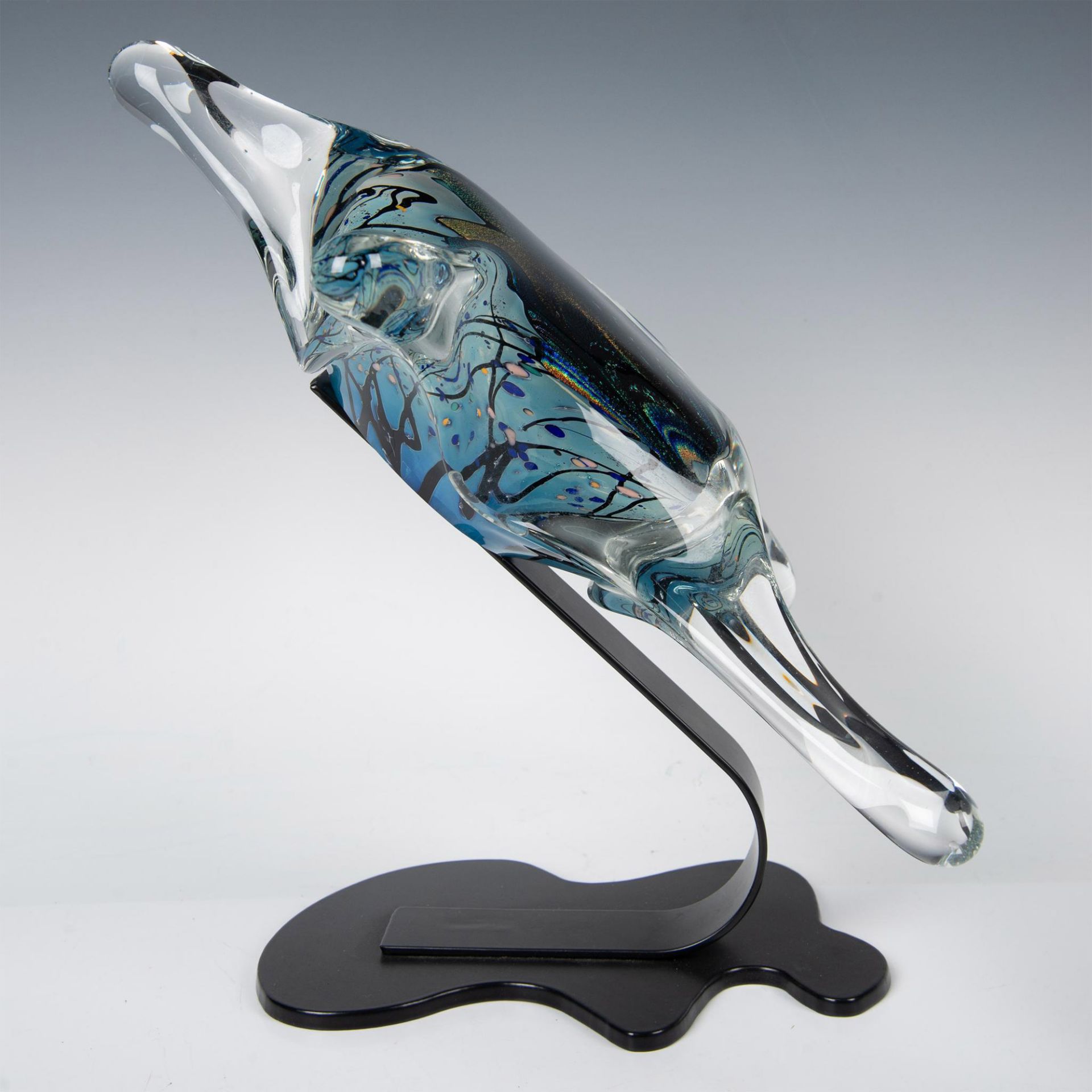 Rollin Karg Dichroic Art Glass Sculpture on Stand, Signed - Image 3 of 5