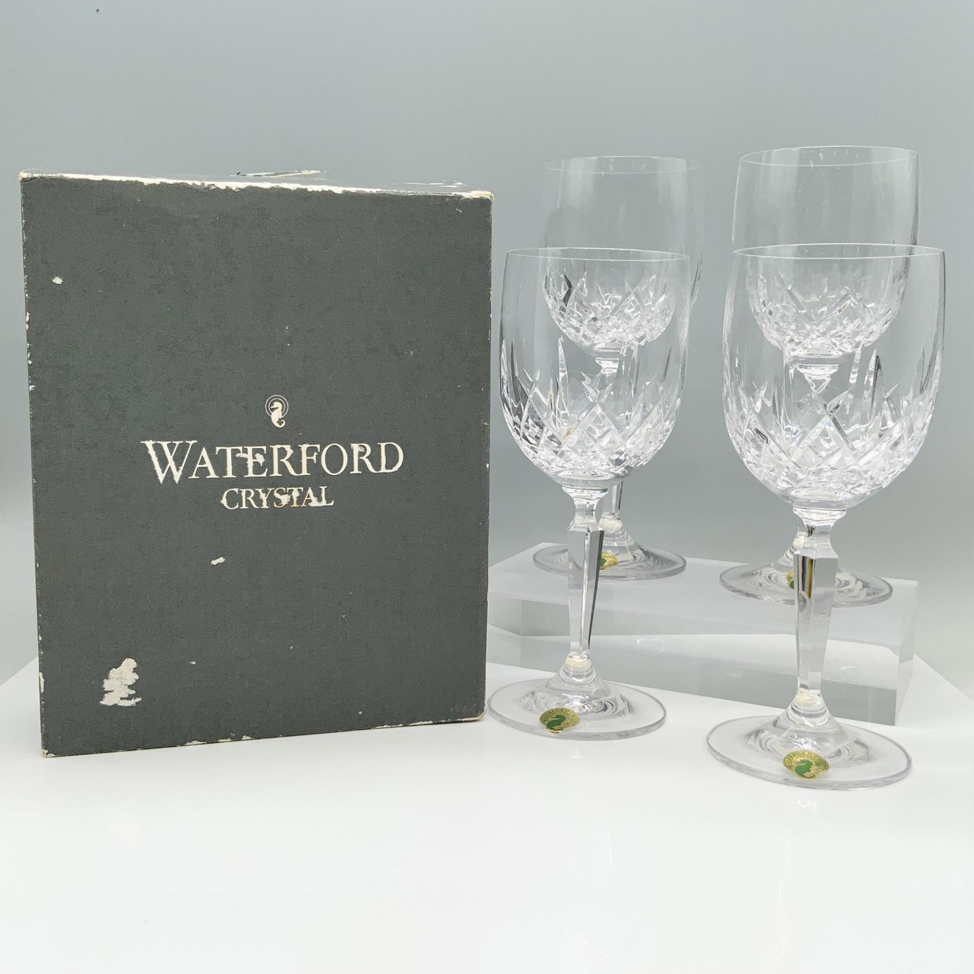 4pc Waterford Crystal Water Goblets, Newgrange - Image 4 of 4