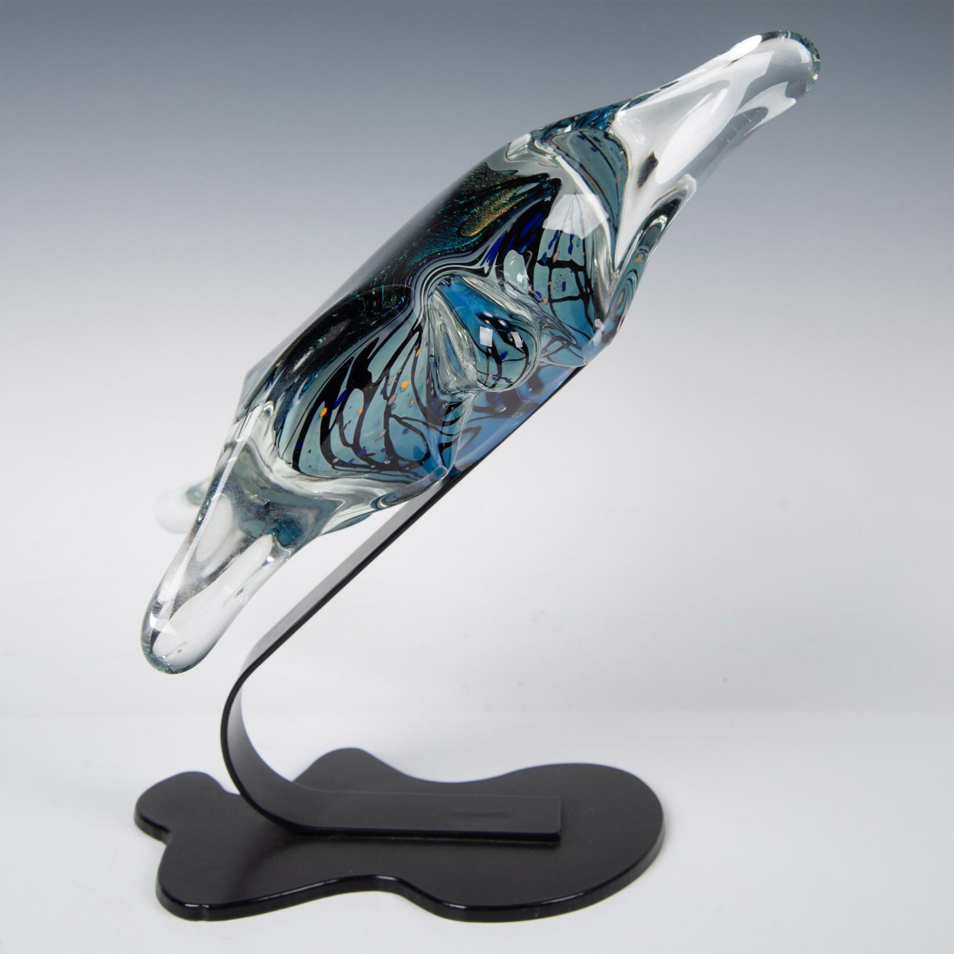 Rollin Karg Dichroic Art Glass Sculpture on Stand, Signed - Image 5 of 5