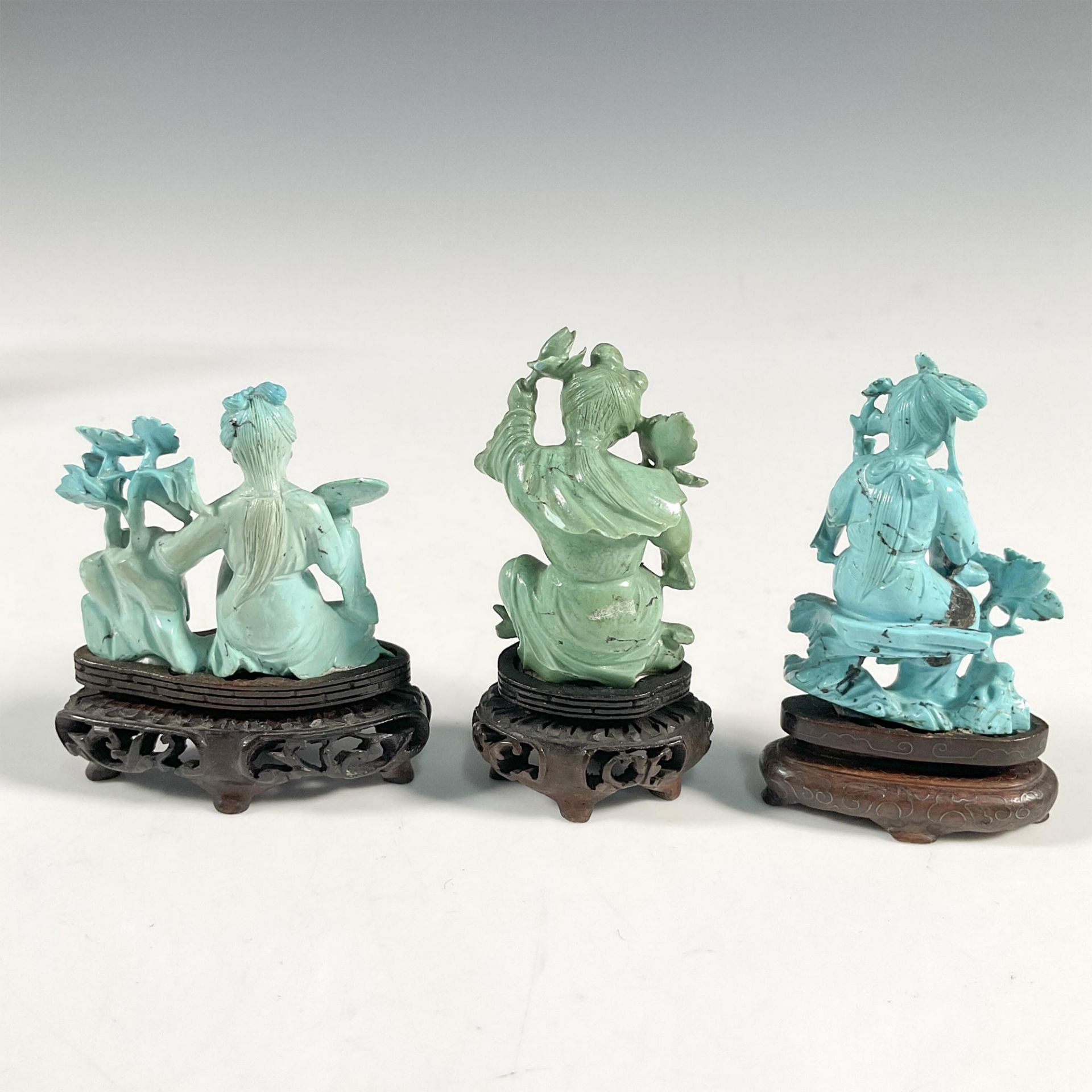 Group of Three Chinese Turquoise Guan Yin Figures - Image 2 of 3