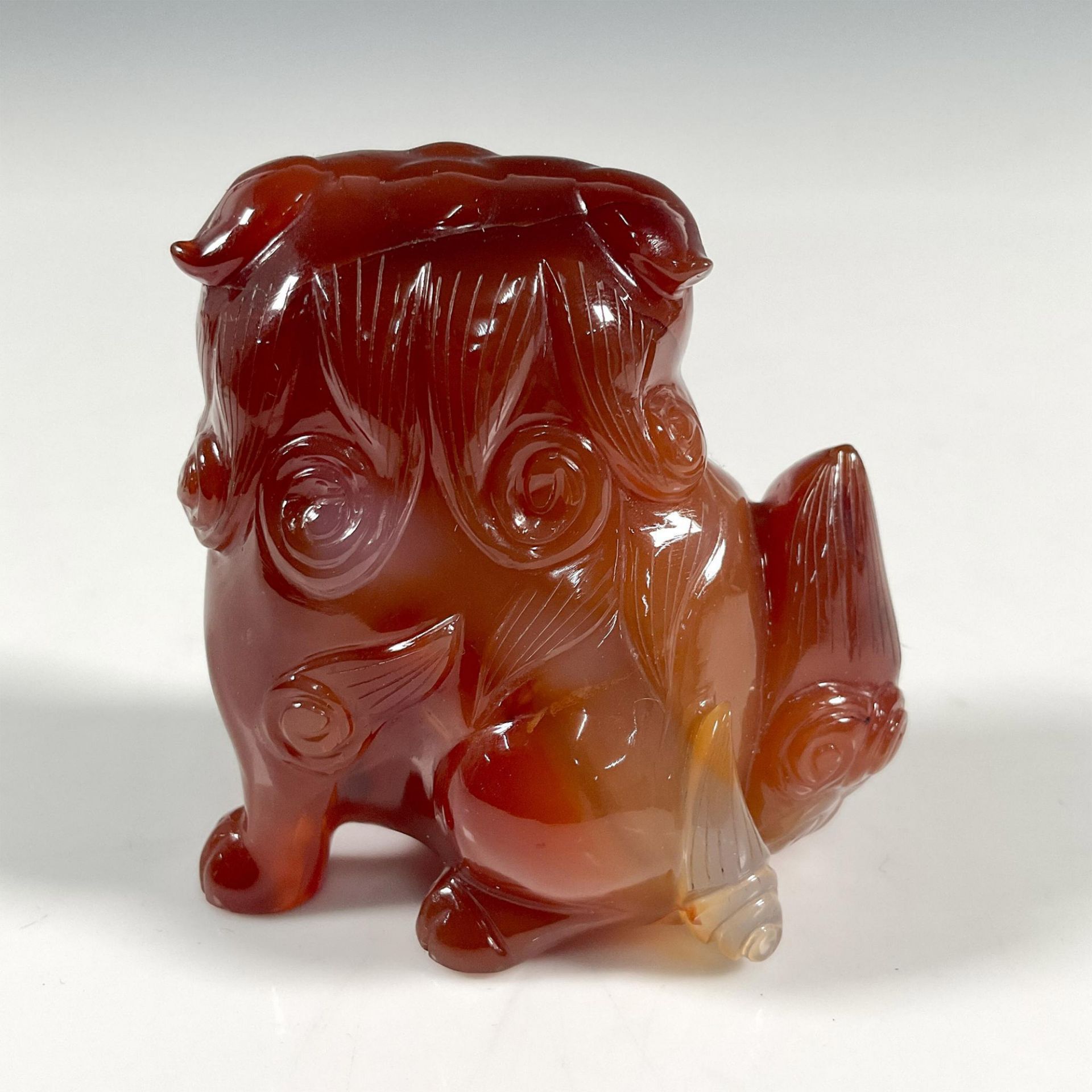 Chinese Carnelian Agate Foo Dog Figurine - Bild 2 aus 3