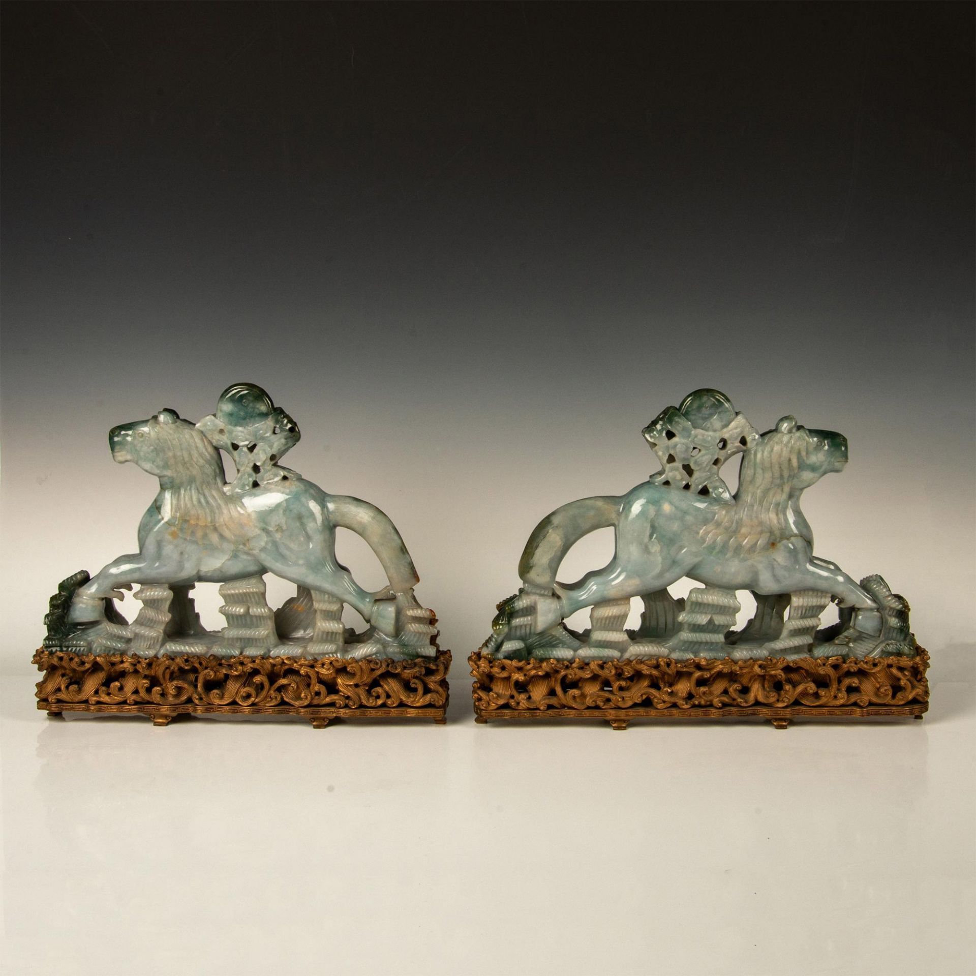 Pair of Antique Chinese Jadeite Horse Sculptures - Image 3 of 10