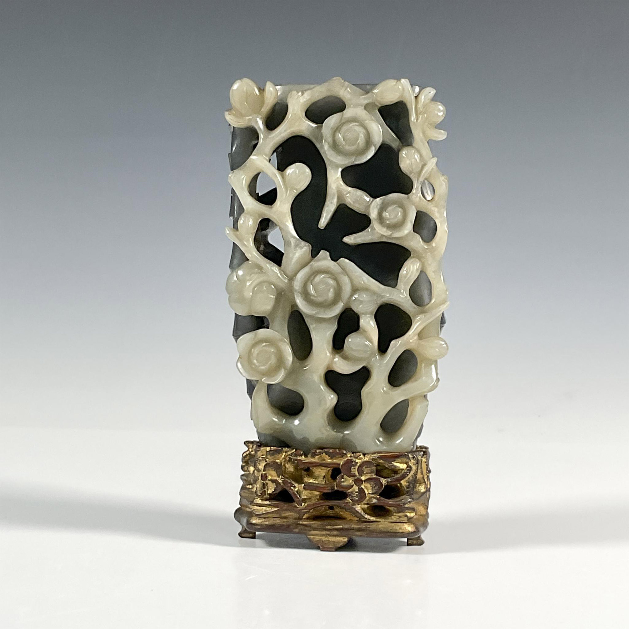 Antique Chinese Black and White Jade Vase - Image 2 of 3