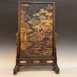 Antique Chinese Lacquer and Soapstone Screen