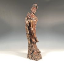 Chinese Guanyin Wood Carving Sculpture