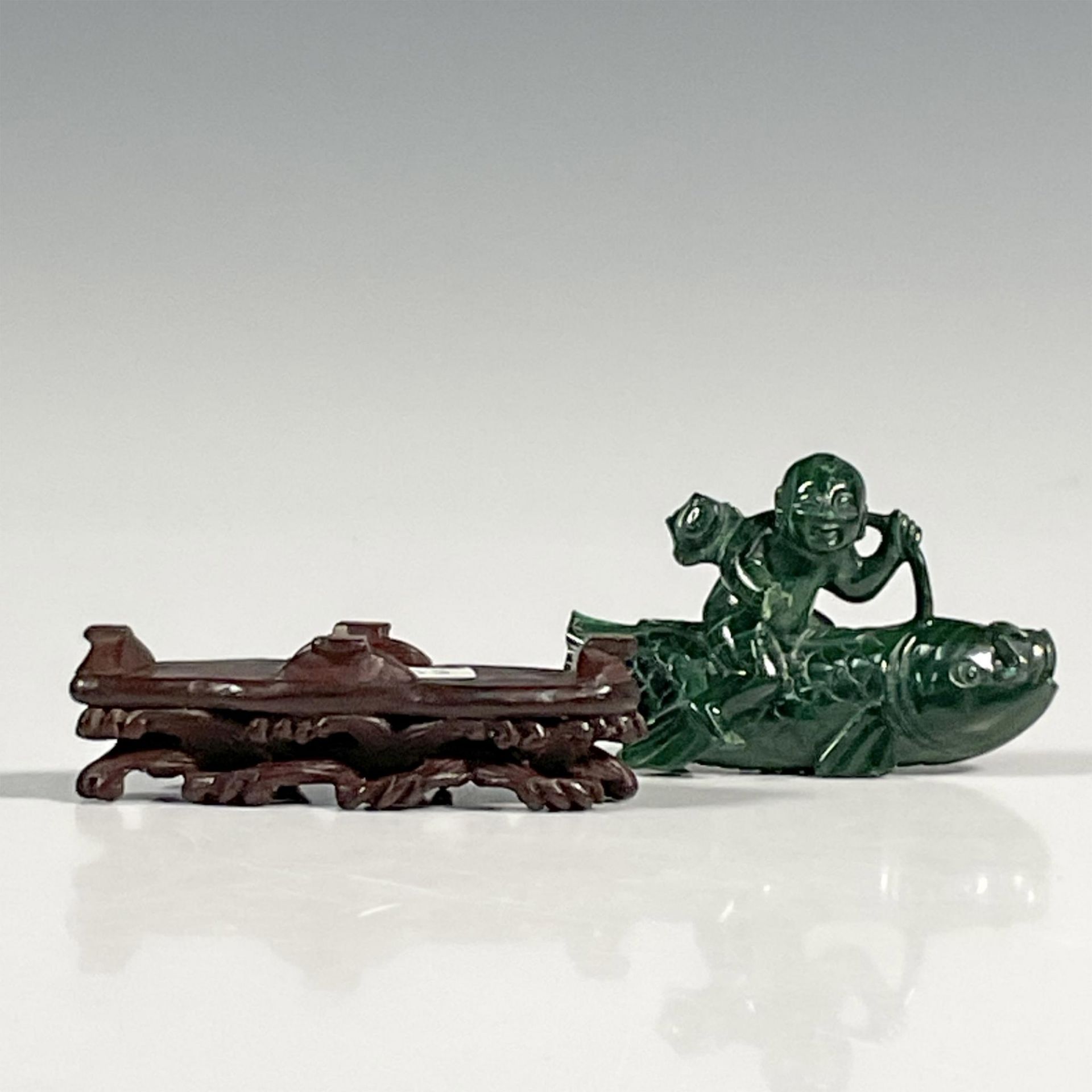 Antique Chinese Malachite Qin Gao Figurine - Image 2 of 6