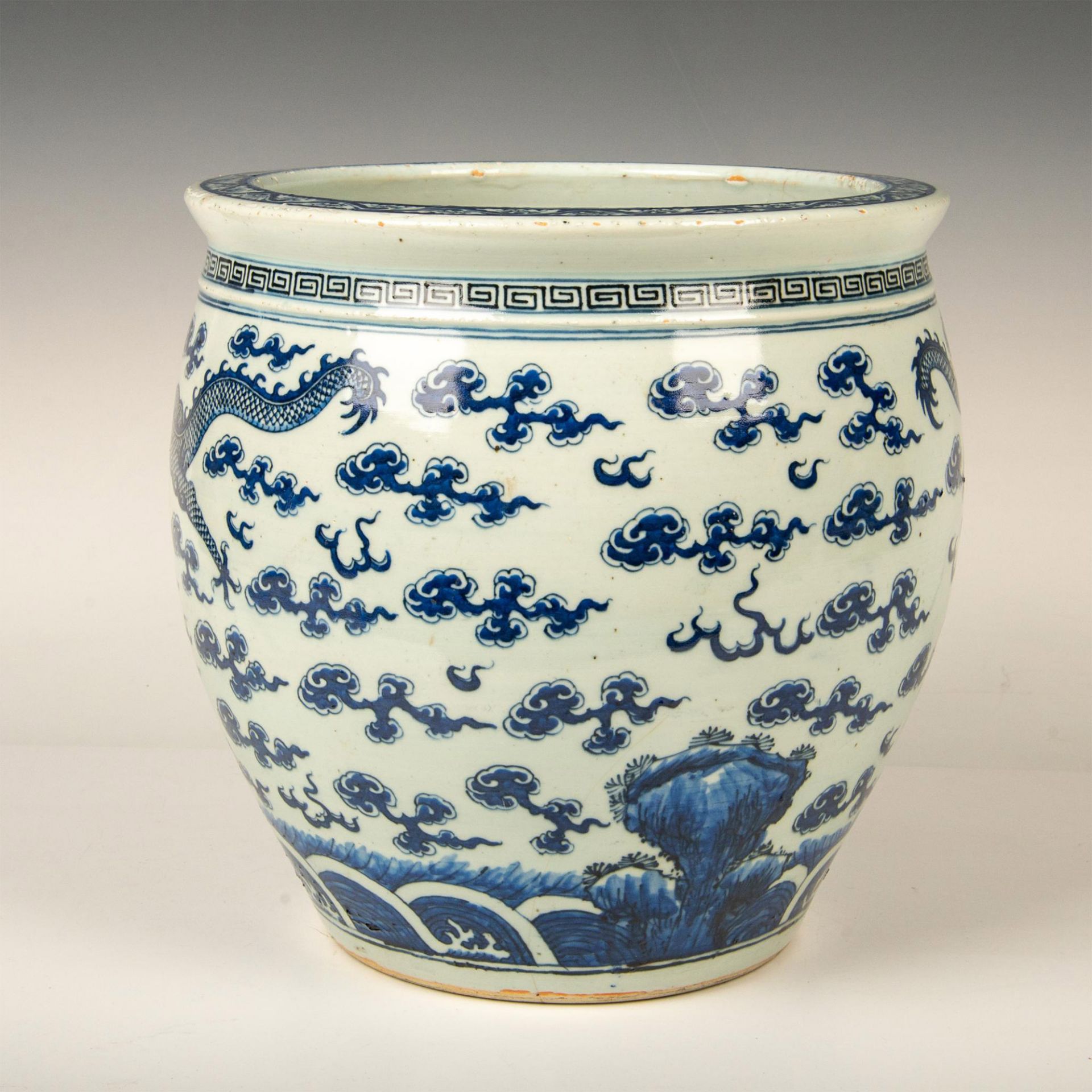 Chinese Blue and White Dragon Jardiniere - Image 3 of 6