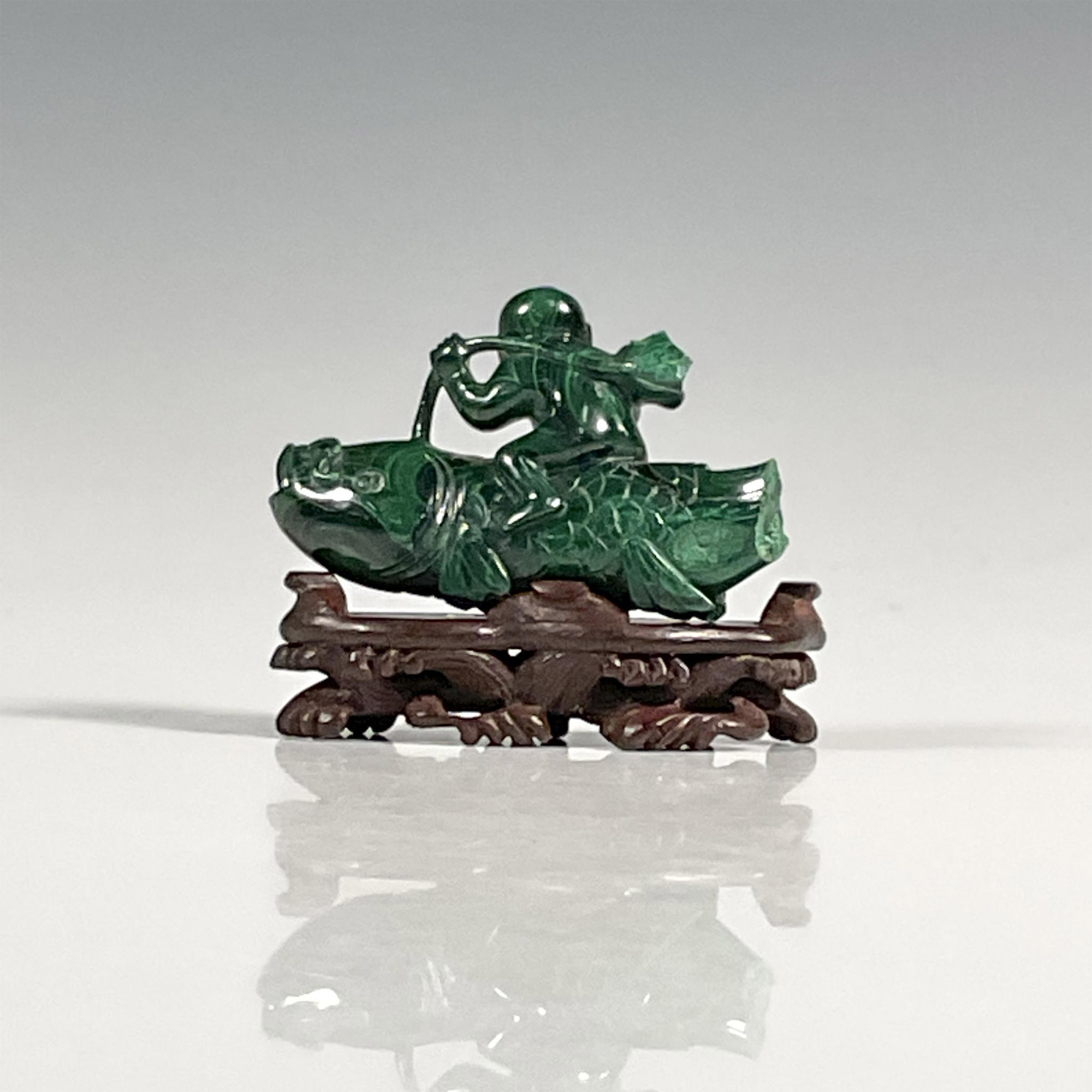 Antique Chinese Malachite Qin Gao Figurine - Image 4 of 6