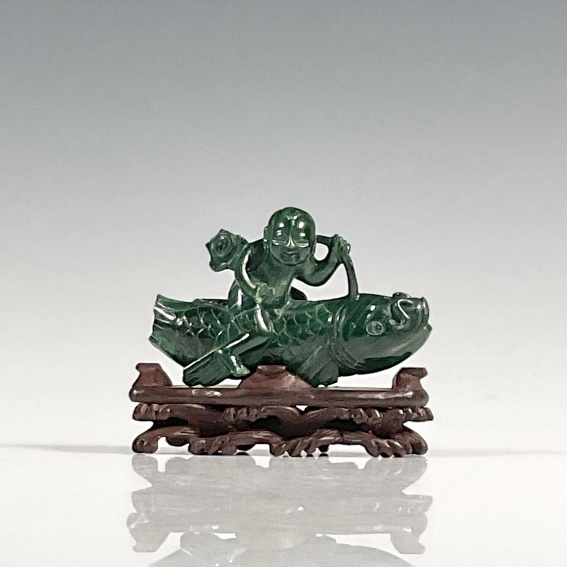 Antique Chinese Malachite Qin Gao Figurine - Image 3 of 6