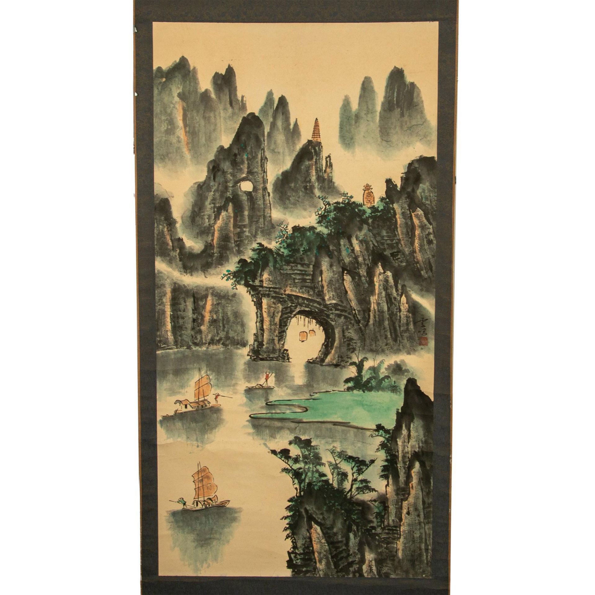 Chinese Wall Hanging Landscape Scroll - Image 2 of 10
