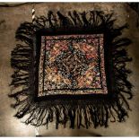 Antique Chinese Manila Black Decorative Shawl