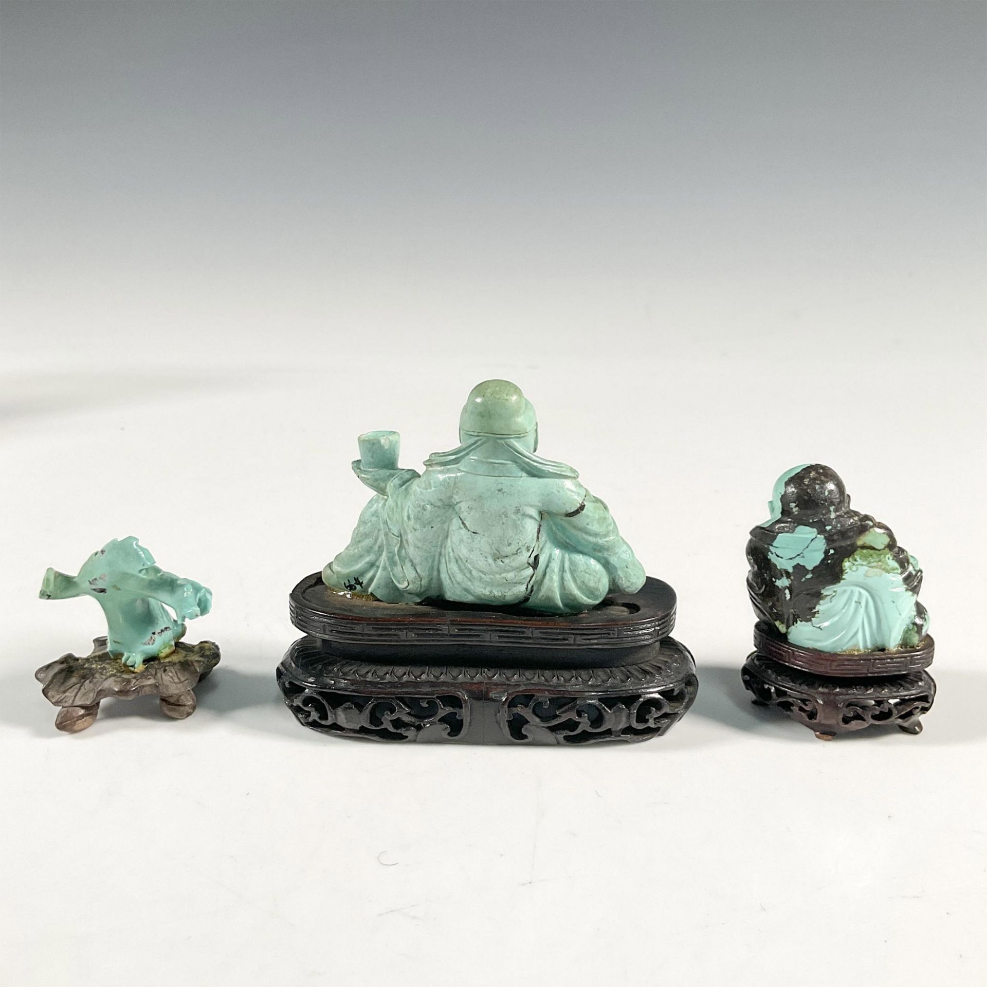 Group of Three Chinese Carved Turquoise Figures - Image 2 of 3