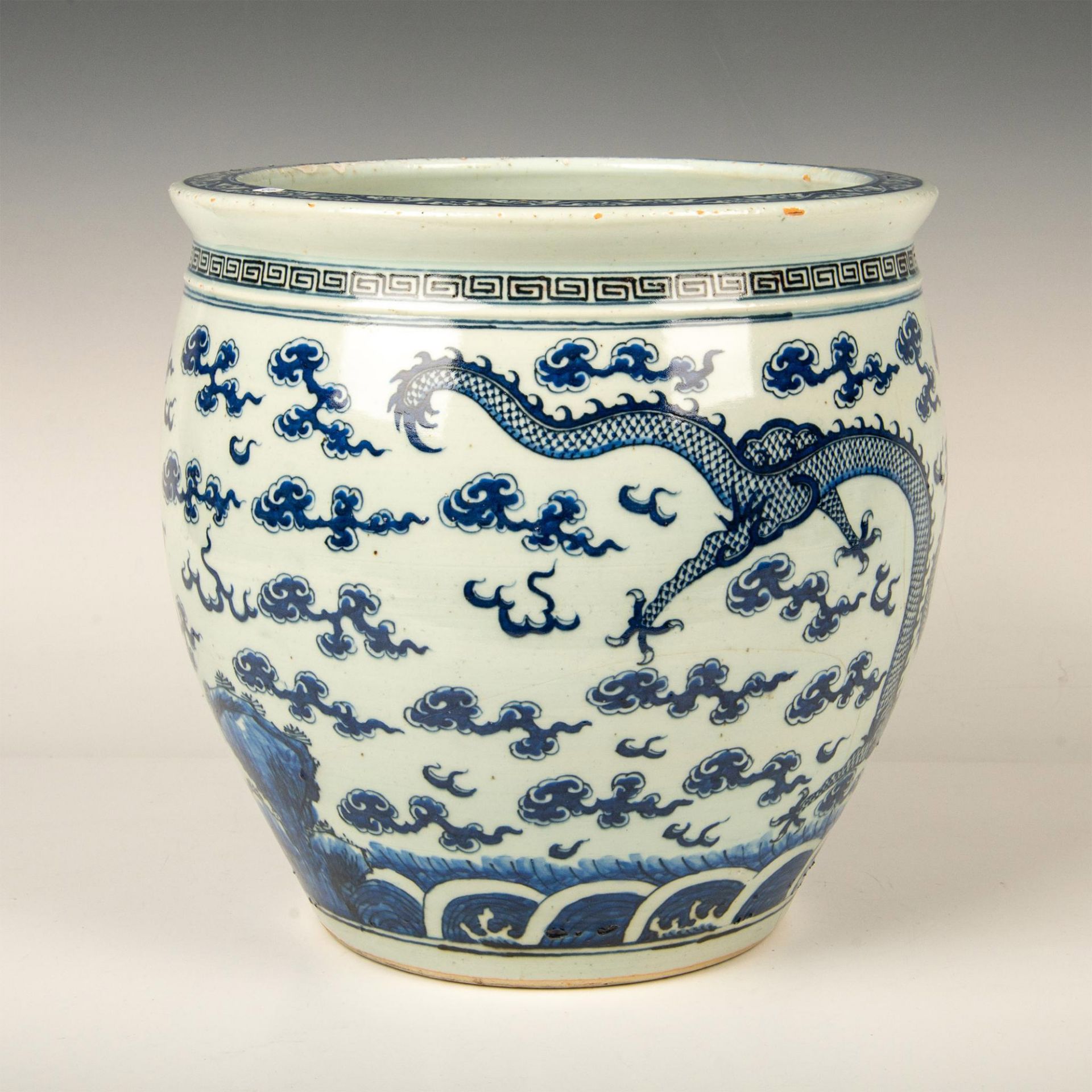 Chinese Blue and White Dragon Jardiniere - Image 2 of 6