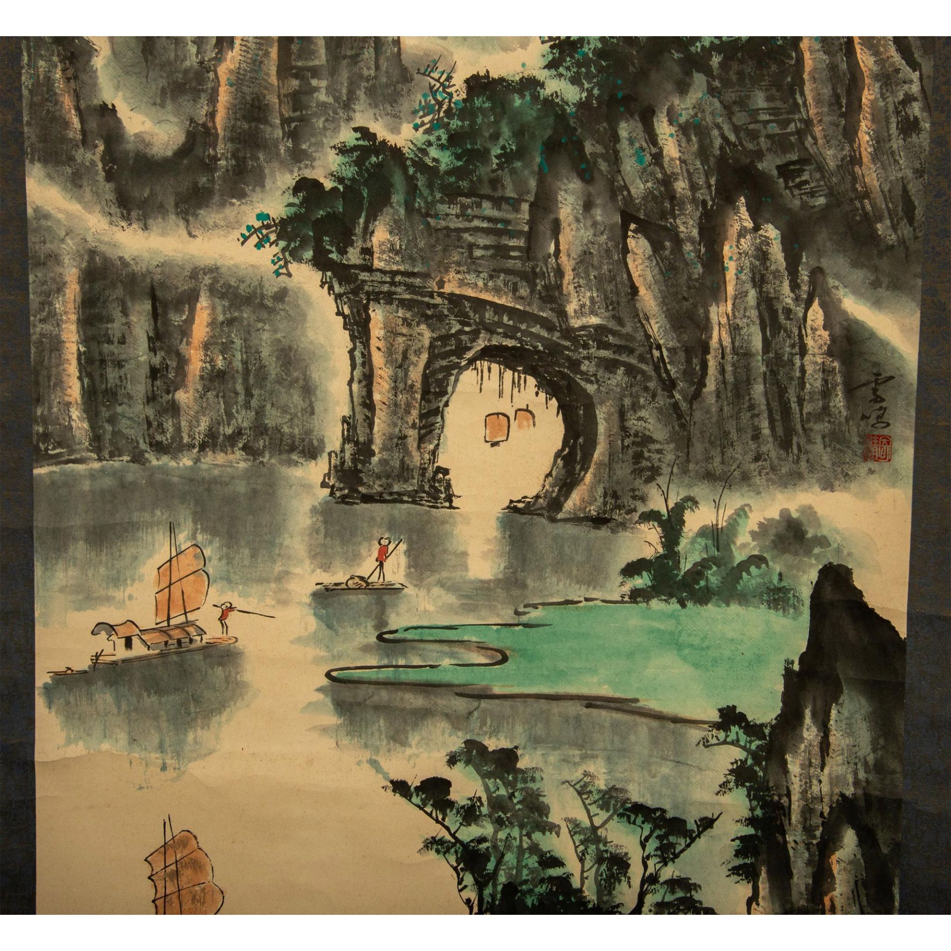 Chinese Wall Hanging Landscape Scroll - Image 4 of 10