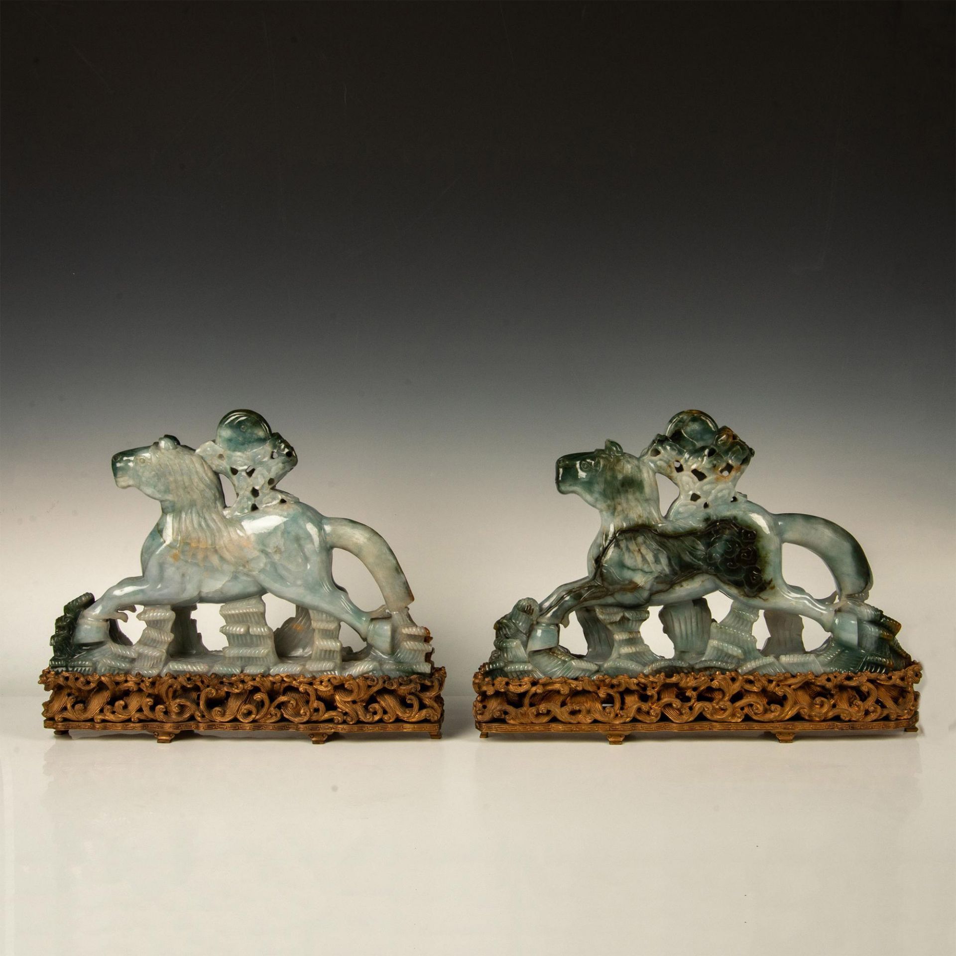 Pair of Antique Chinese Jadeite Horse Sculptures - Image 2 of 10