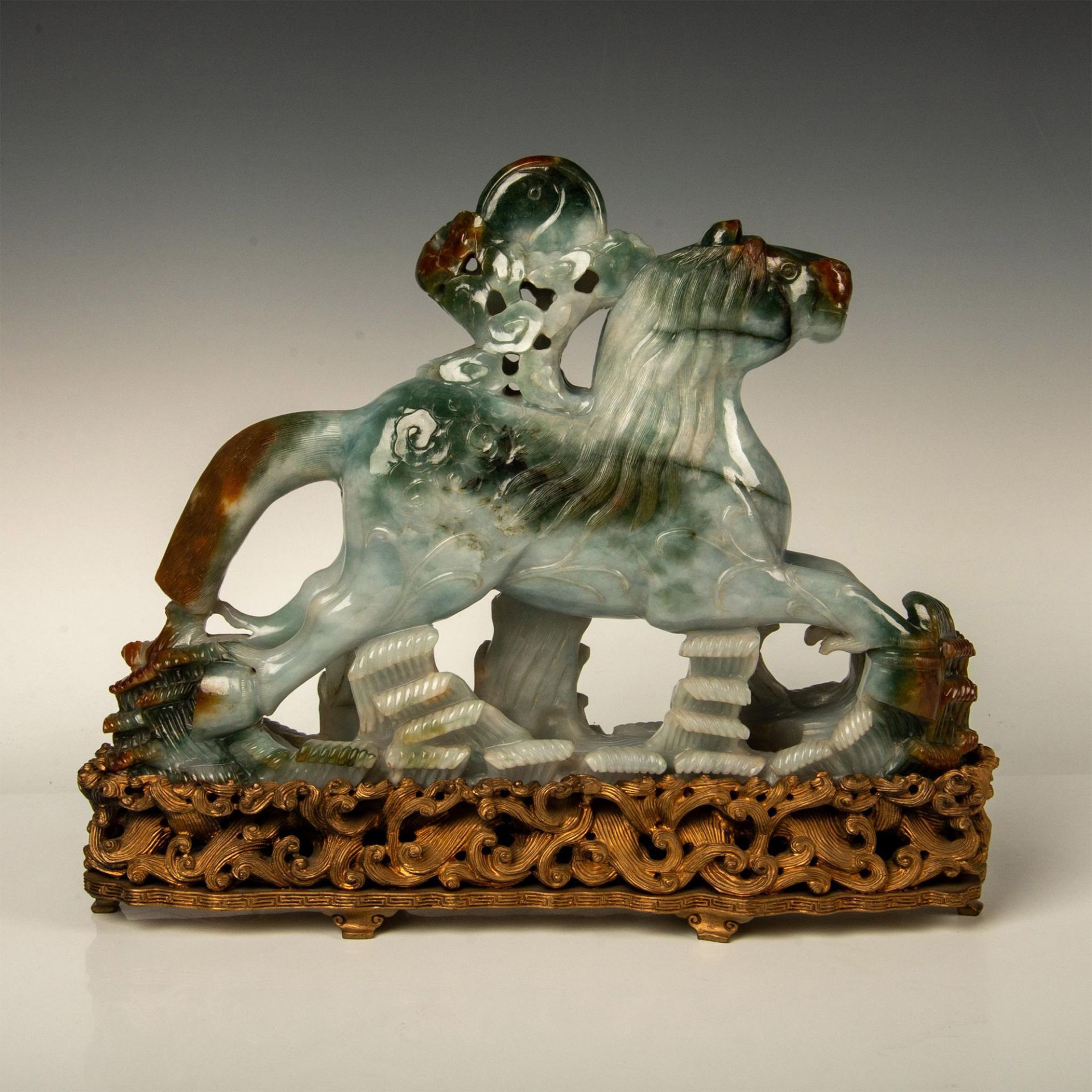 Pair of Antique Chinese Jadeite Horse Sculptures - Image 5 of 10