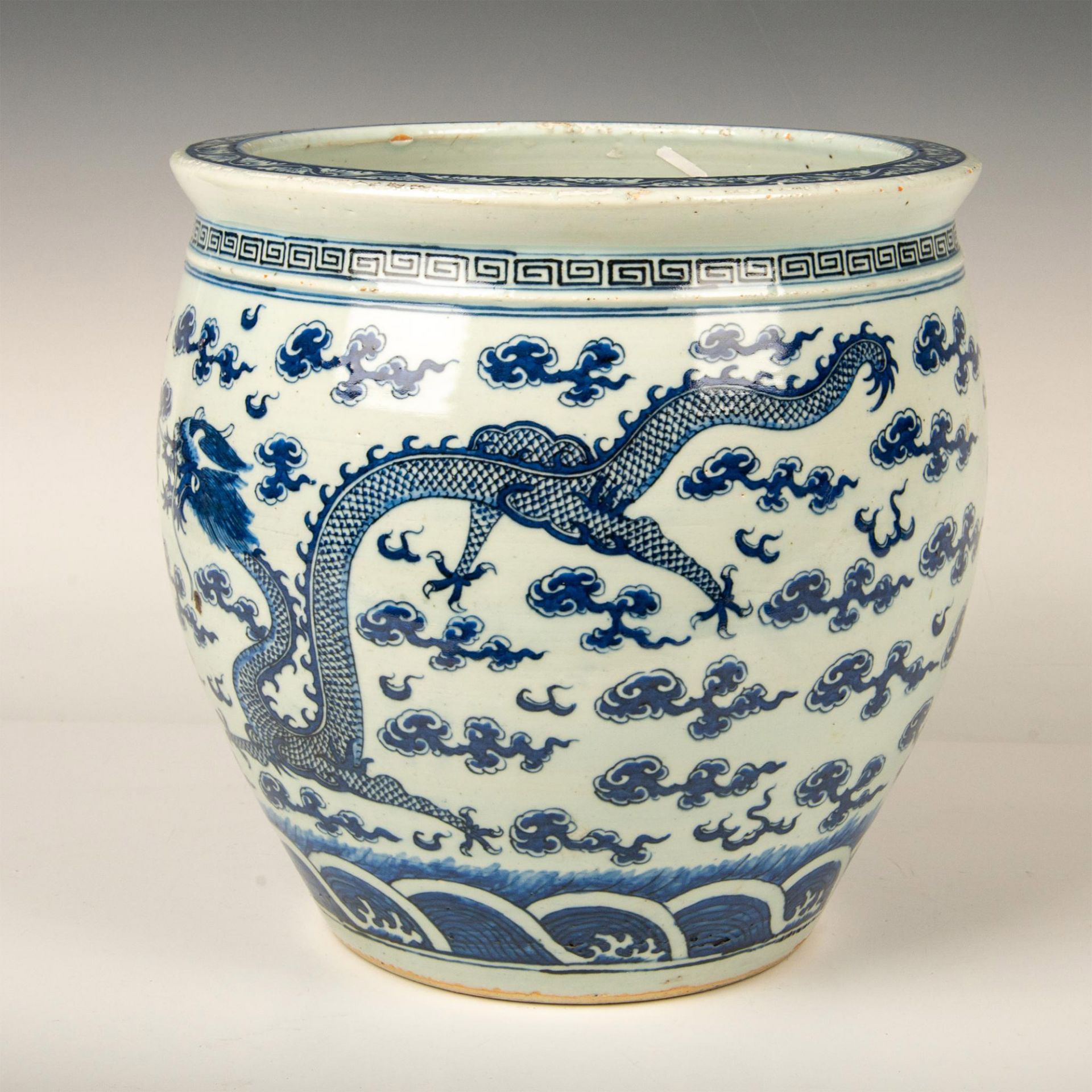 Chinese Blue and White Dragon Jardiniere - Image 5 of 6