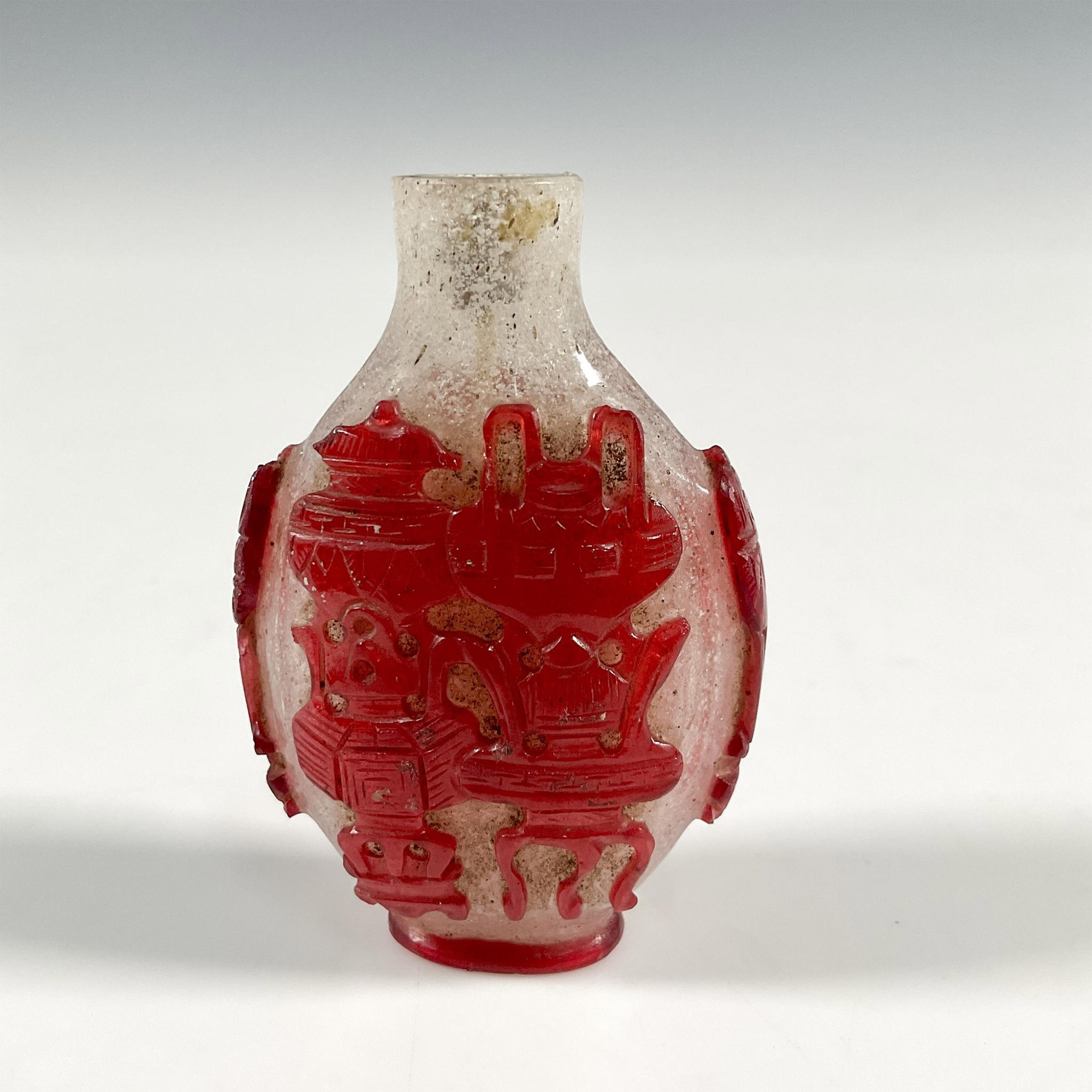 Antique Chinese Ruby Red Glass Overlay Snuff Bottle - Image 2 of 4