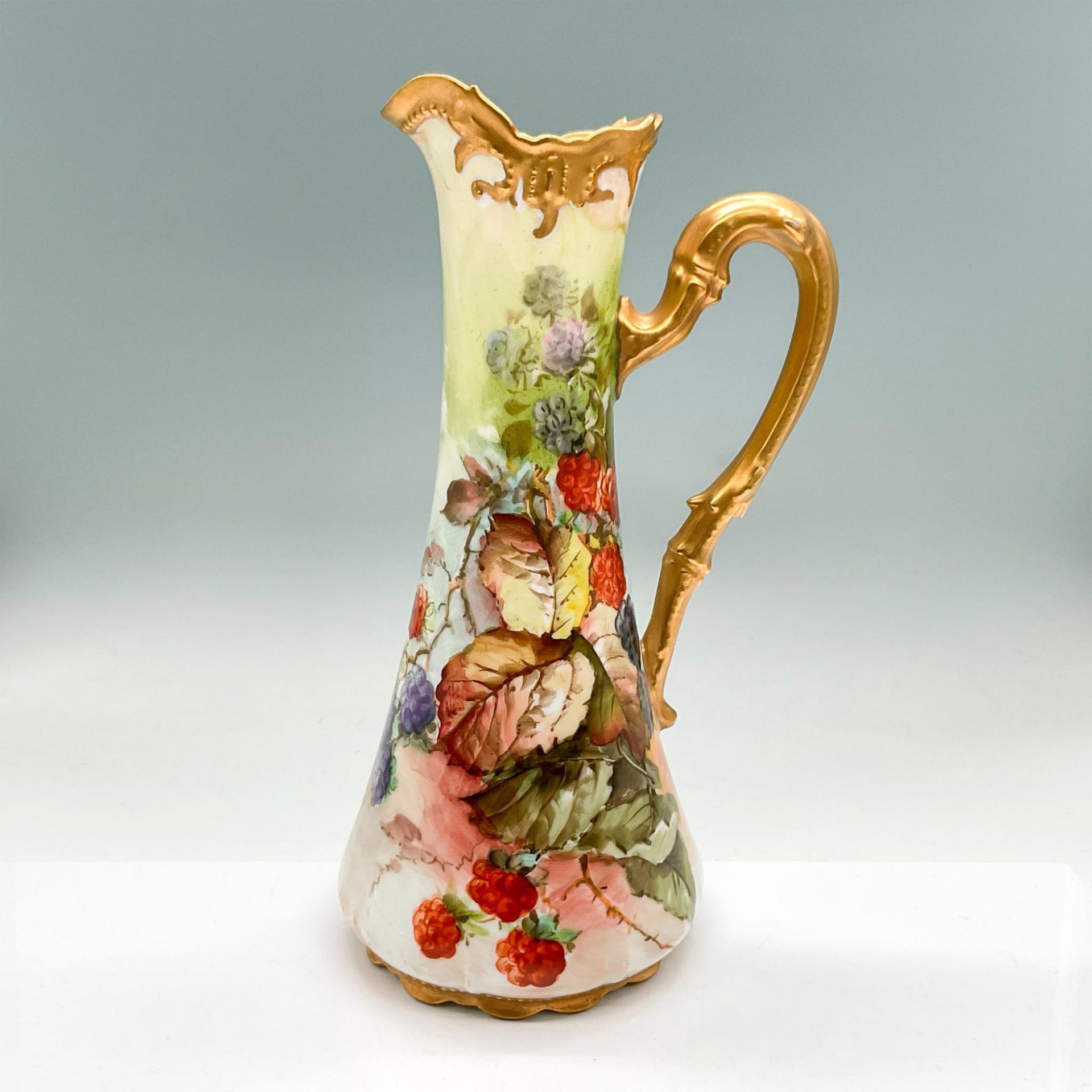 Limoges Porcelain Pitcher, Blackberries and Raspberries