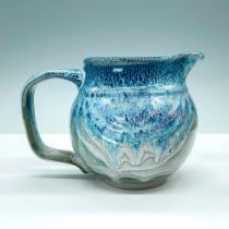 Bay Art Pottery Pitcher, Small Blue & Grey