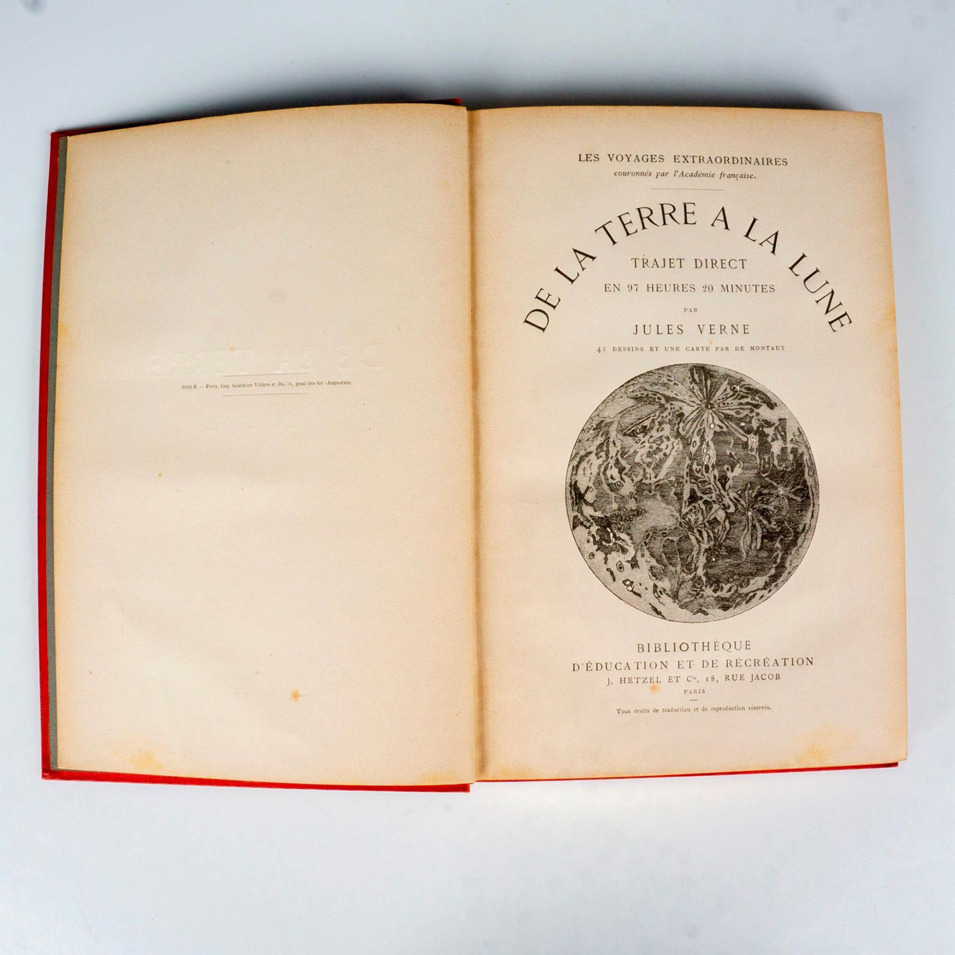 Jules Verne, De La Terre a La Lune, Au Steamer Red Macaron - Image 3 of 3