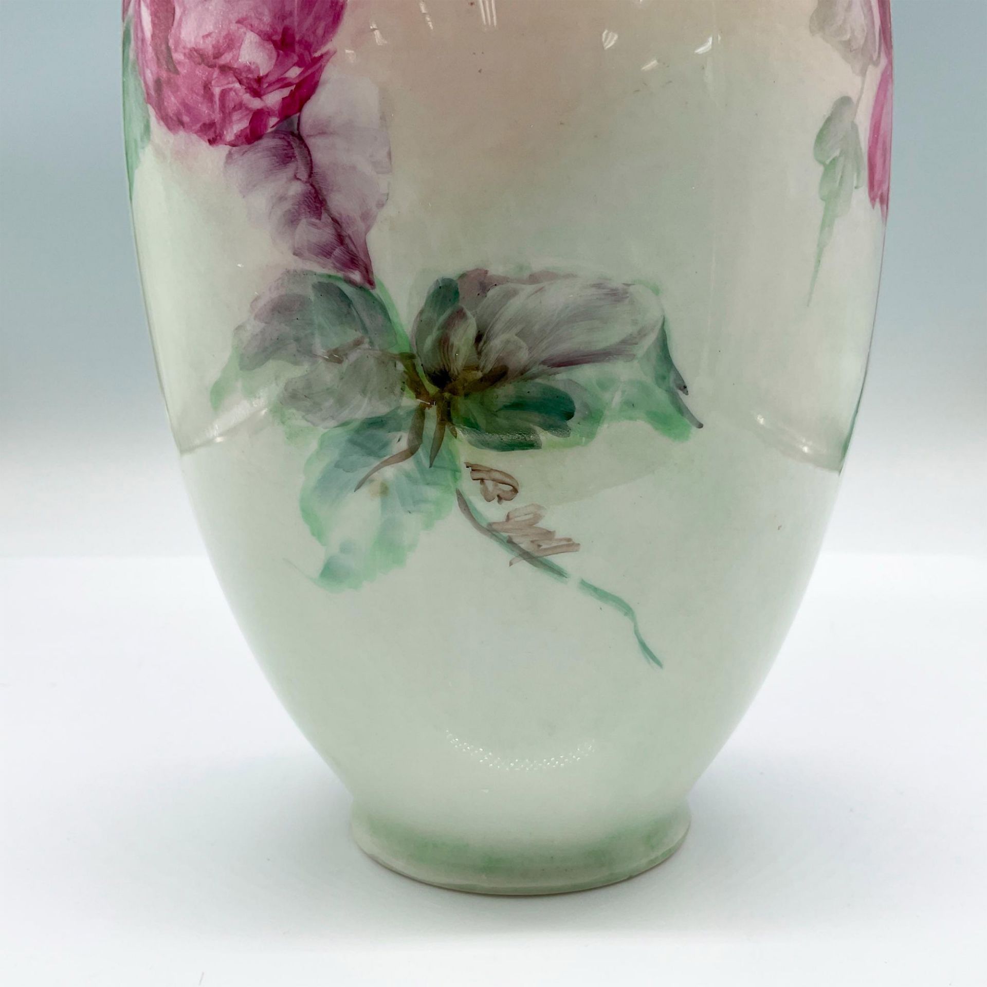 Antique American Belleek Porcelain Floral Vase, Signed - Bild 4 aus 5