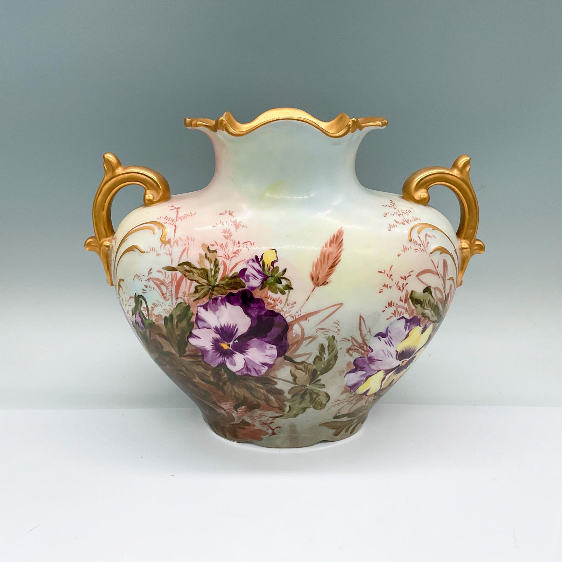 Jean Pouyat Porcelain Limoges Floral Vase - Bild 2 aus 3